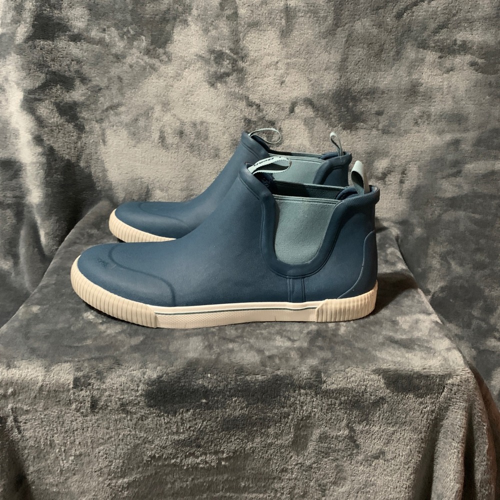 LL Bean Wellie Sport Chelsea Boots Blue Waterproof Rain Shoes Womens Size 11